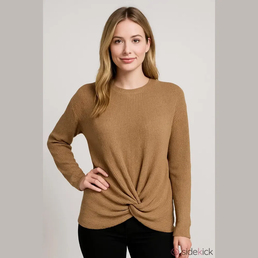 Offline by Aerie Sweater Woman's Size‎ Small Tan Twist Front Neutral Soft